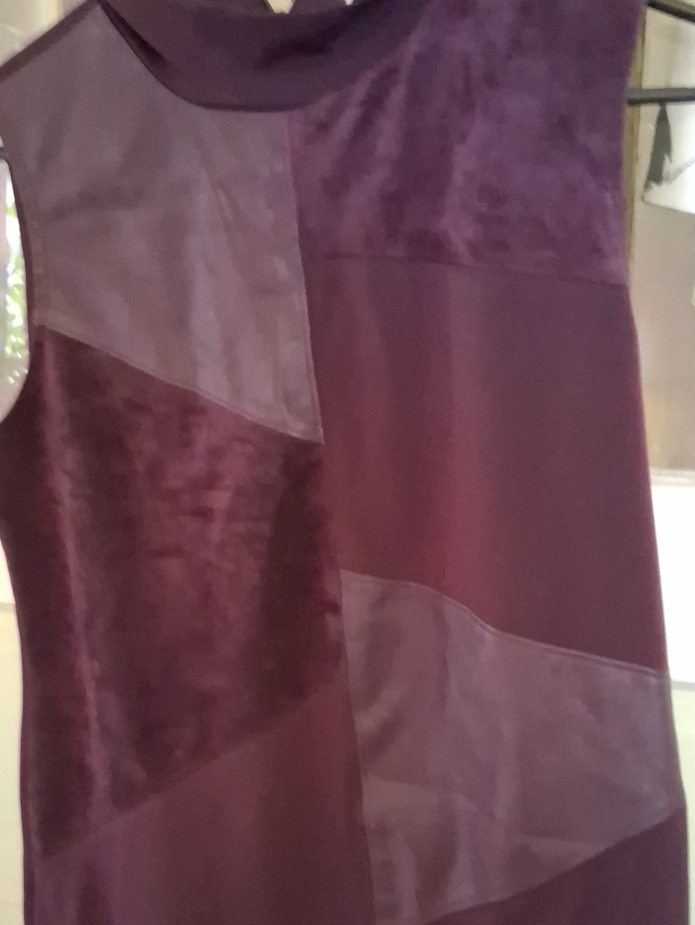 Calvin Klein Plum Patchwork Leather Top